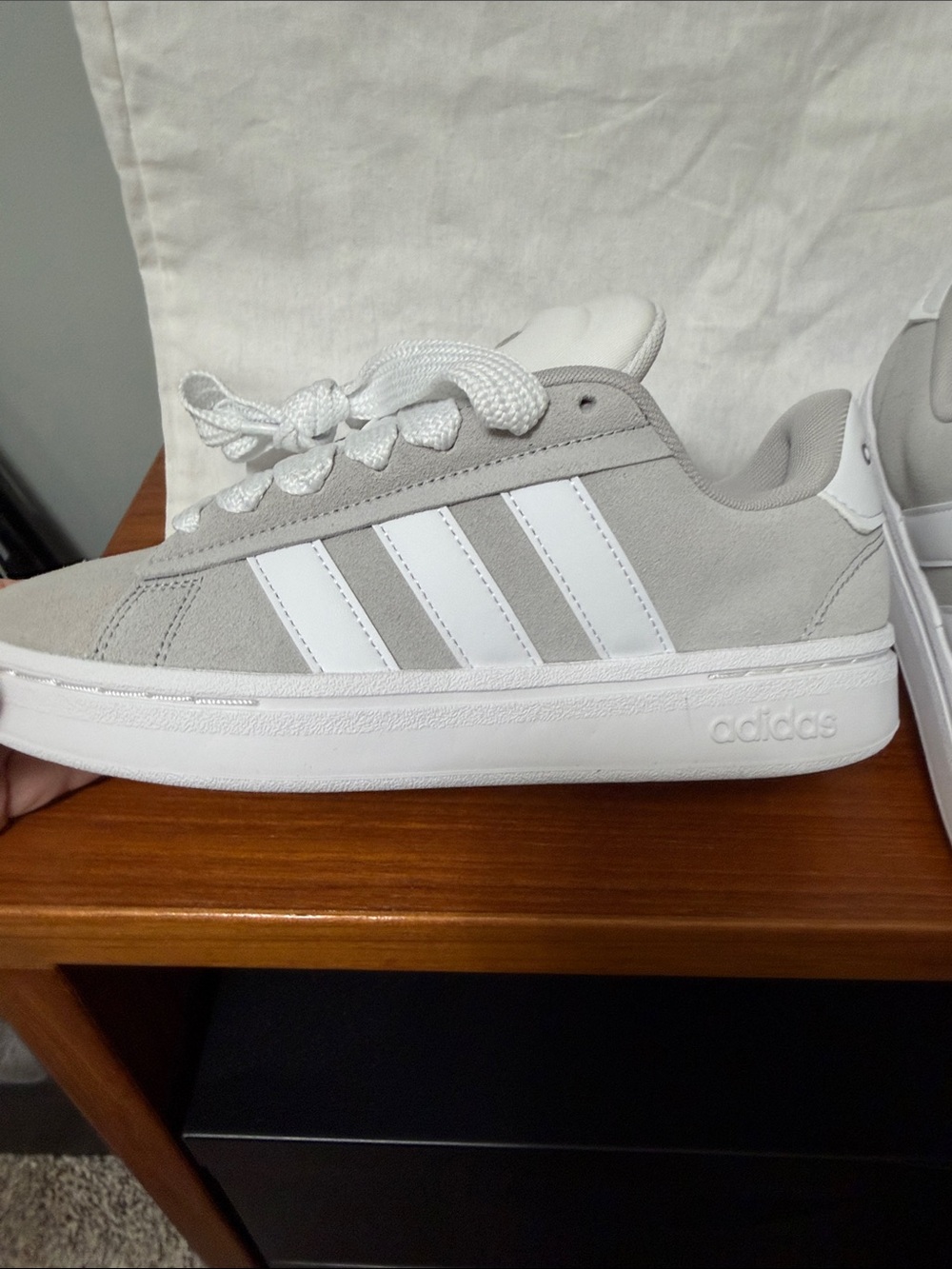 adidas Gray and White Low-Top Sneakers - Picture 3 of 7